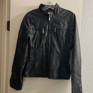 Elegant Black Leather Jacket for Women